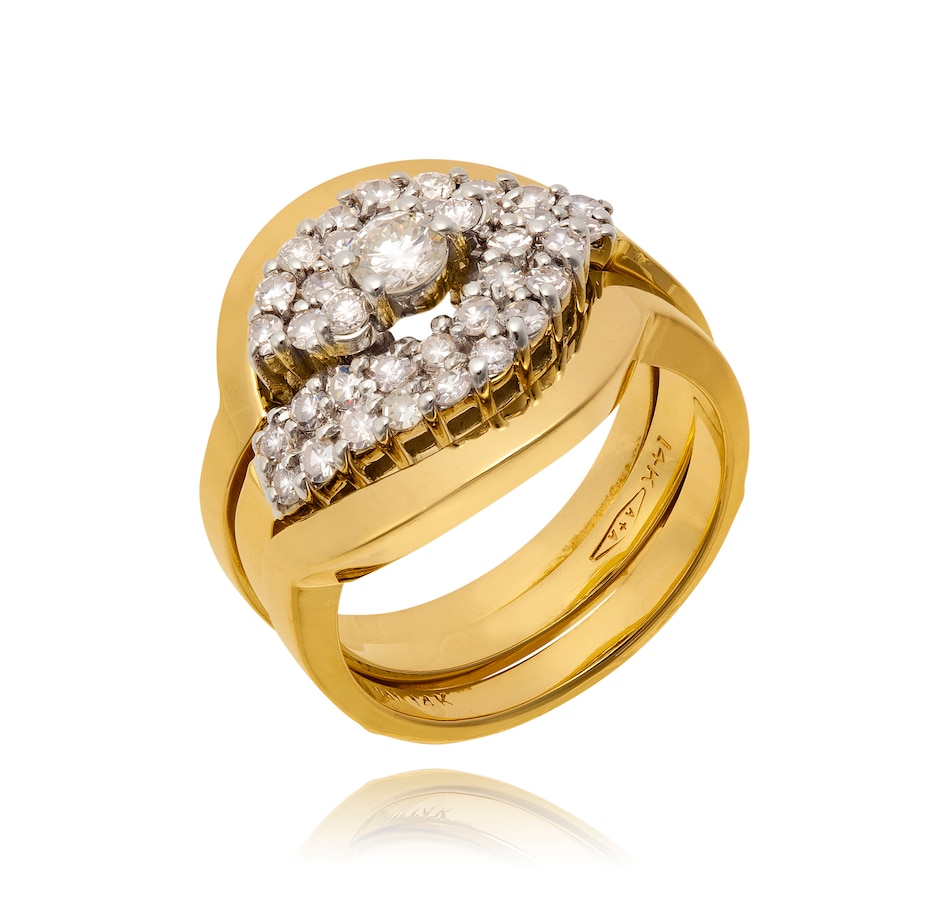 Image 737270.jpg, Product 737-270 / Price $2,695.00, 14K Yellow and White Gold Cluster Style Diamond Engagement Ring with Matching Fitted Jacket from Estate Originals on TSC.ca's Jewellery department