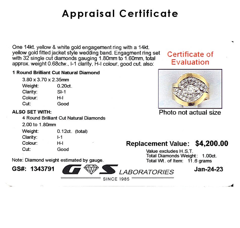 Image 737270_ALTMORE9.jpg, Product 737-270 / Price $2,695.00, 14K Yellow and White Gold Cluster Style Diamond Engagement Ring with Matching Fitted Jacket from Estate Originals on TSC.ca's Jewellery department