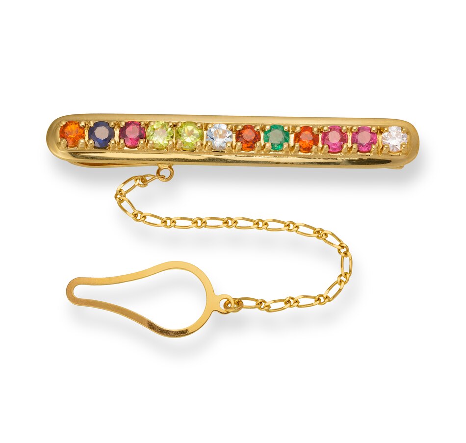 Image 737288.jpg, Product 737-288 / Price $1,295.00, 14K Yellow Gold Multi-Gemstone Tie Bar from Estate Originals on TSC.ca's Jewellery department