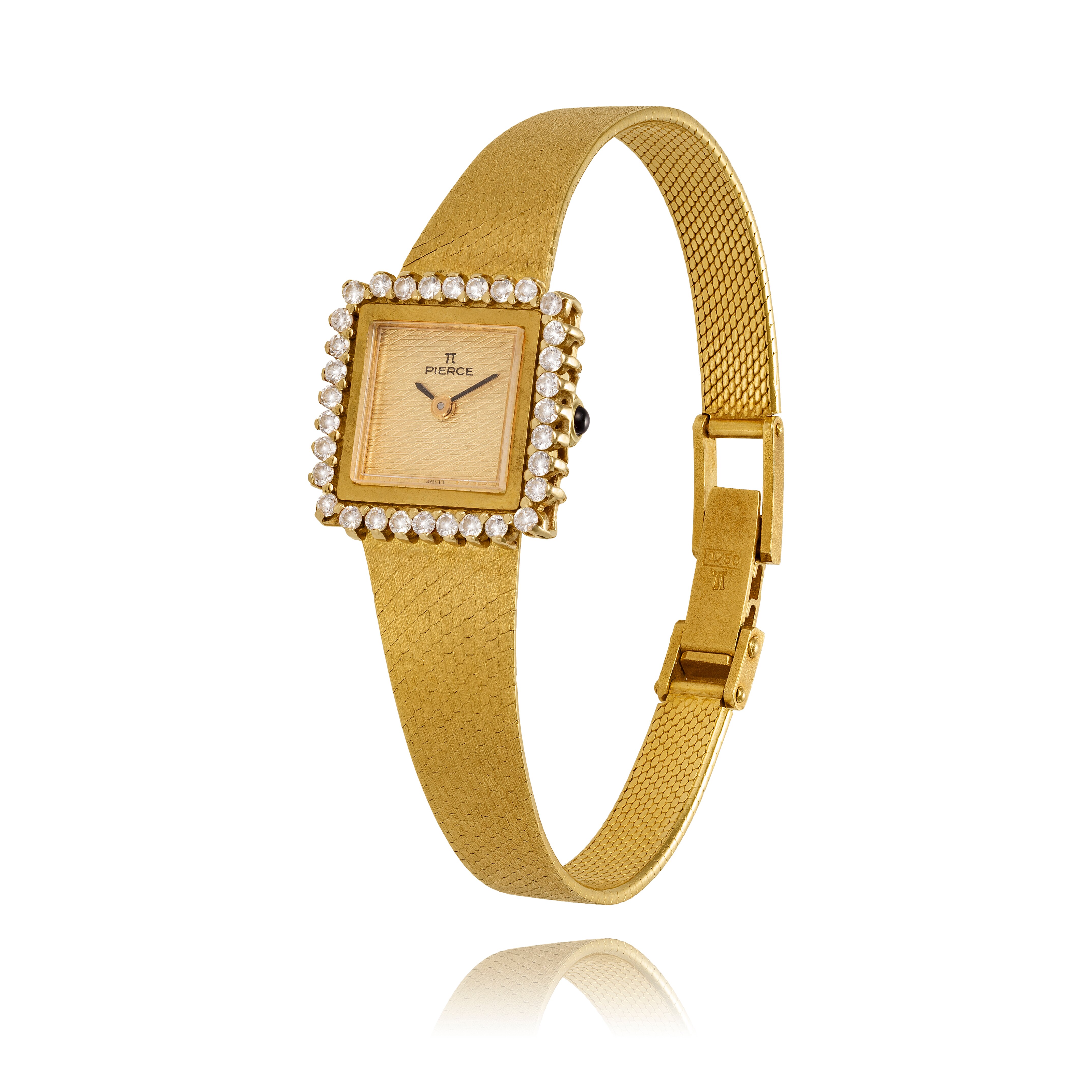 Estate Originals Lady's 18K Yellow Gold Pierce Swiss Made Dress Watch with  Diamond Bezel