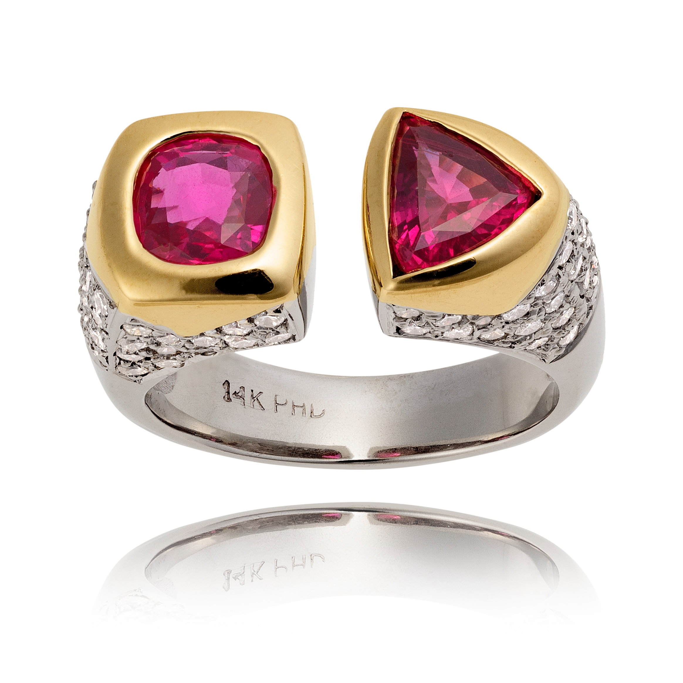 Estate Originals 14K White and Yellow Gold Triangular and Cushion