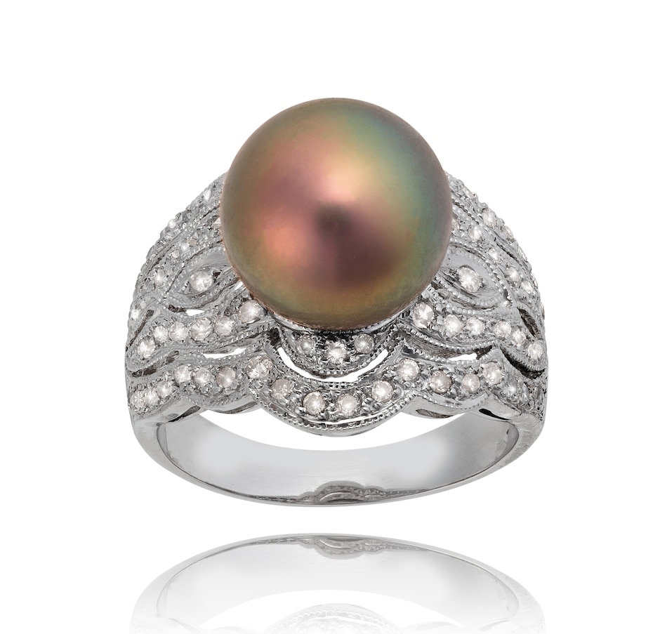 Image 737335_ALTMORE1.jpg, Product 737-335 / Price $2,495.00, Estate Originals 18K White Gold Art Deco Black Tahitian Cultured Pearl and Diamond Ring from Estate Originals on TSC.ca's Jewellery department