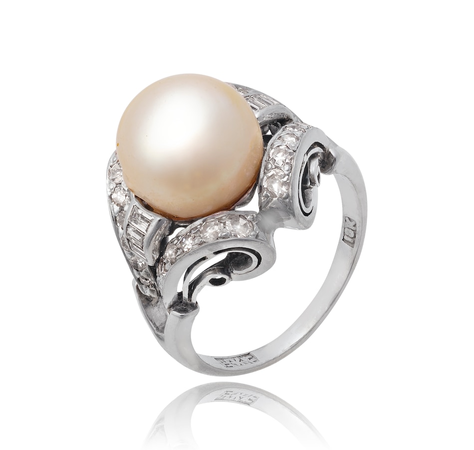 Image 737348.jpg, Product 737-348 / Price $1,795.00, Estate Originals 18K White Gold South Sea Pearl and Diamond Ring from Estate Originals on TSC.ca's Jewellery department