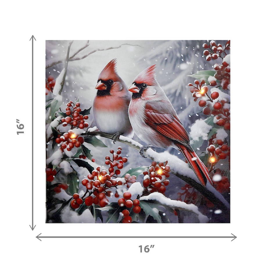 Image 737535_ALTMORE2.jpg, Product 737-535 / Price $29.99, IH Casa Décor LED Canvas Wall Art with Timer (cardinal with berries) from IH Casa Decor on TSC.ca's Home & Garden department