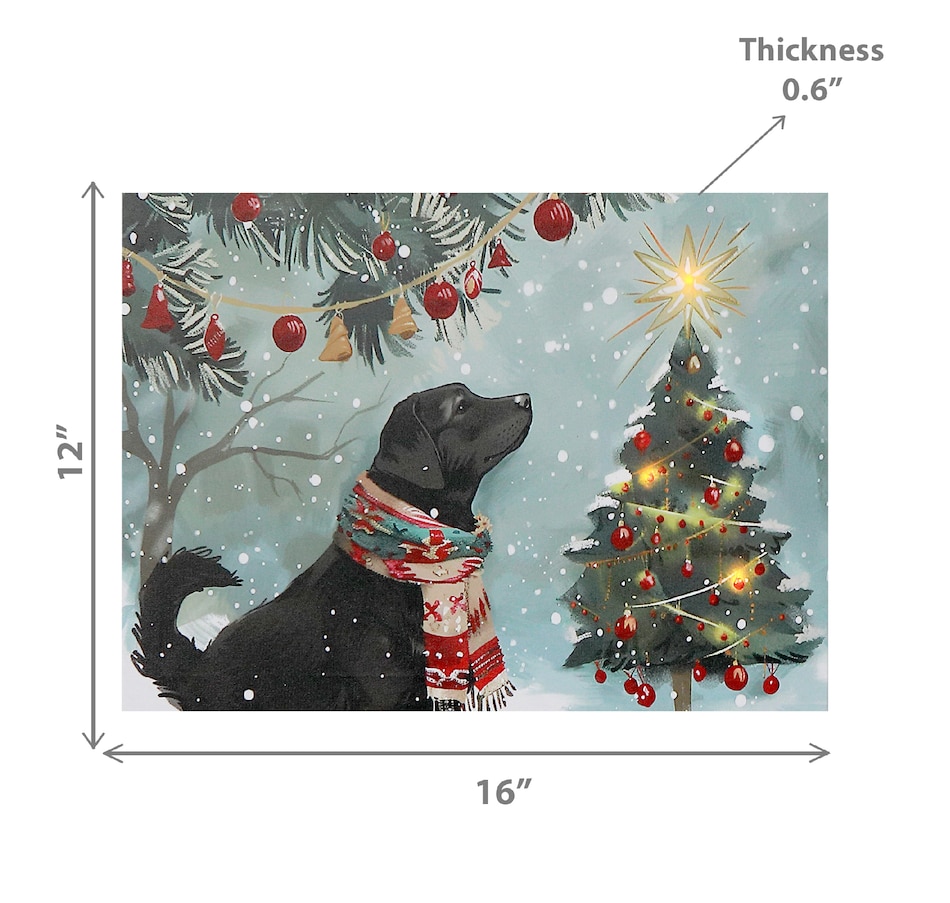 Image 737549_ALTMORE2.jpg, Product 737-549 / Price $24.99, IH Casa Décor LED Canvas Wall Art (dog looking at Christmas tree) from IH Casa Decor on TSC.ca's Home & Garden department
