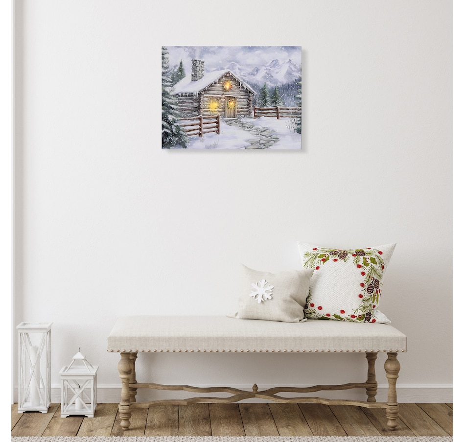Image 737551_ALTMORE1.jpg, Product 737-551 / Price $24.99, IH Casa Décor LED Canvas Wall Art (cabin with chimney in winter) from IH Casa Decor on TSC.ca's Home & Garden department