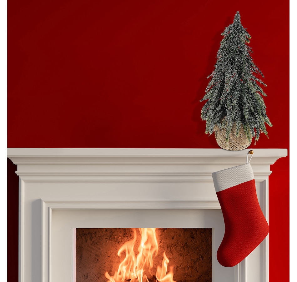 Image 737686_ALTMORE1.jpg, Product 737-686 / Price $24.99, IH Casa Décor Pine Tree with Burlap Base (11", silver glitter) from IH Casa Decor on TSC.ca's Home & Garden department