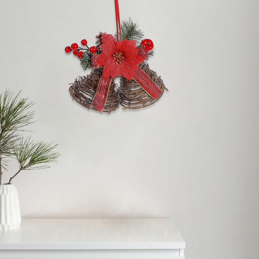 Image 737724_ALTMORE1.jpg, Product 737-724 / Price $24.99, IH Casa Décor Rattan Twin Bell with Poinsettia and Berries from IH Casa Decor on TSC.ca's Home & Garden department