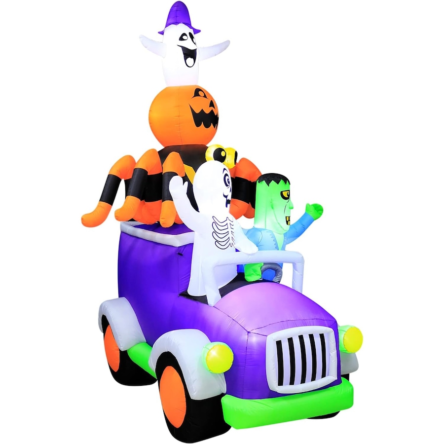 Image 737744_ALTMORE4.jpg, Product 737-744 / Price $269.99, Occasions Halloween 10.5' Inflatable Halloween Truck with Skeleton, Frankenstein, Spider, Pumpkin and Ghost from Occasions on TSC.ca's Home & Garden department