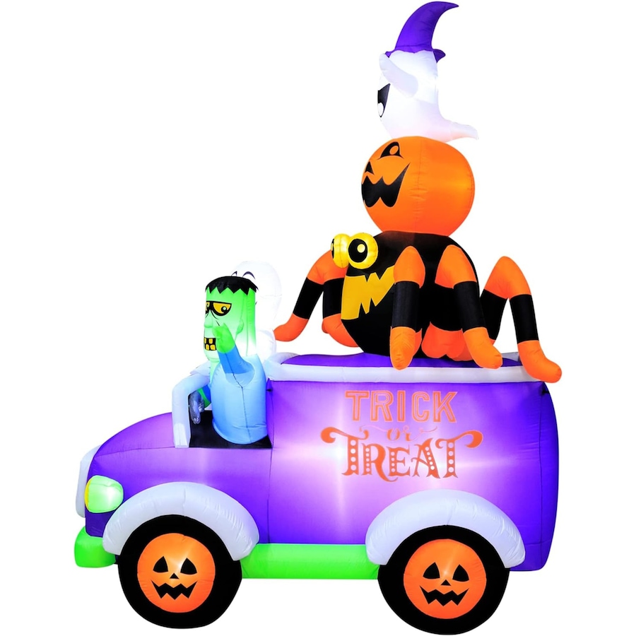 Image 737744_ALTMORE6.jpg, Product 737-744 / Price $269.99, Occasions Halloween 10.5' Inflatable Halloween Truck with Skeleton, Frankenstein, Spider, Pumpkin and Ghost from Occasions on TSC.ca's Home & Garden department