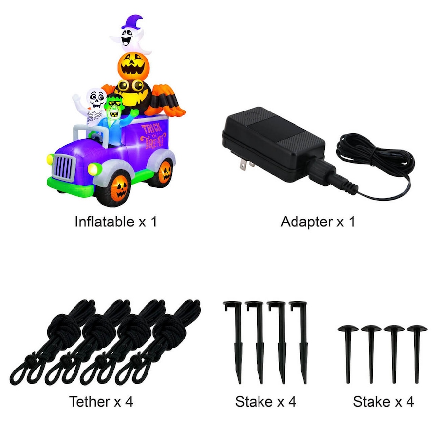 Image 737744_ALTMORE8.jpg, Product 737-744 / Price $269.99, Occasions Halloween 10.5' Inflatable Halloween Truck with Skeleton, Frankenstein, Spider, Pumpkin and Ghost from Occasions on TSC.ca's Home & Garden department