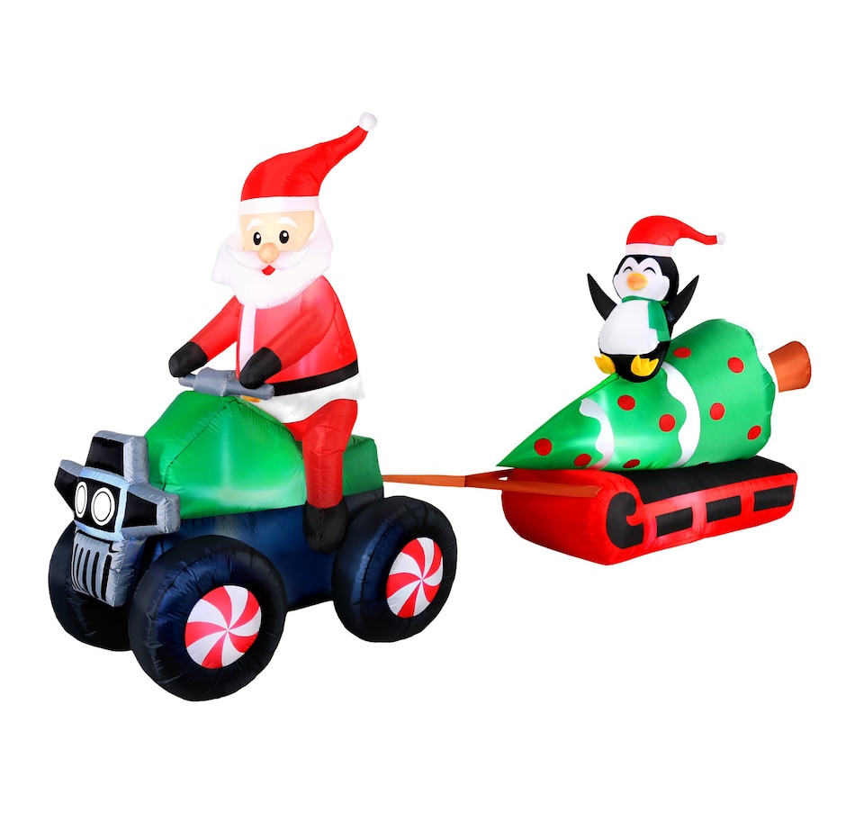 Image 737752.jpg, Product 737-752 / Price $149.99, Occasions Christmas 12' Inflatable Santa on ATV Pulling Tree, Penguin from Occasions on TSC.ca's Home & Garden department