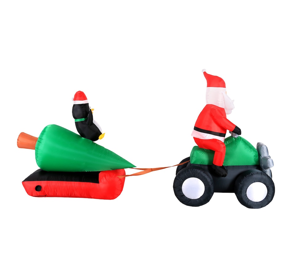 Image 737752_ALTMORE1.jpg, Product 737-752 / Price $149.99, Occasions Christmas 12' Inflatable Santa on ATV Pulling Tree, Penguin from Occasions on TSC.ca's Home & Garden department