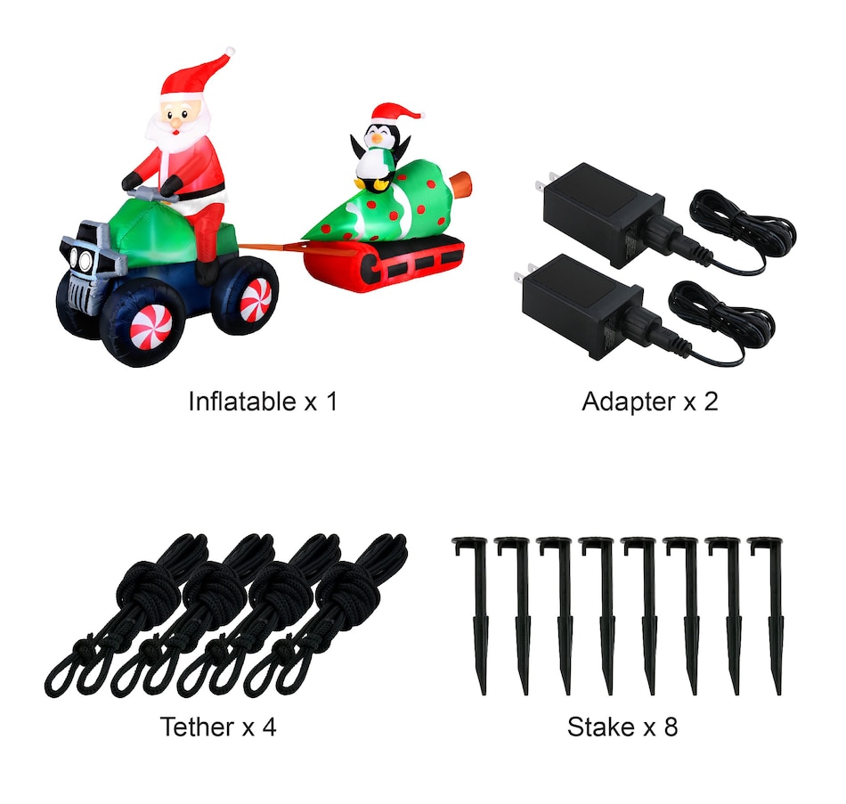 Image 737752_ALTMORE4.jpg, Product 737-752 / Price $149.99, Occasions Christmas 12' Inflatable Santa on ATV Pulling Tree, Penguin from Occasions on TSC.ca's Home & Garden department