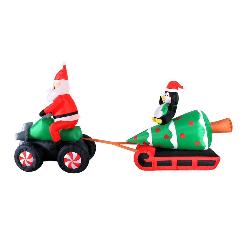 Image 737752_ALTMORE7.jpg, Product 737-752 / Price $149.99, Occasions Christmas 12' Inflatable Santa on ATV Pulling Tree, Penguin from Occasions on TSC.ca's Home & Garden department