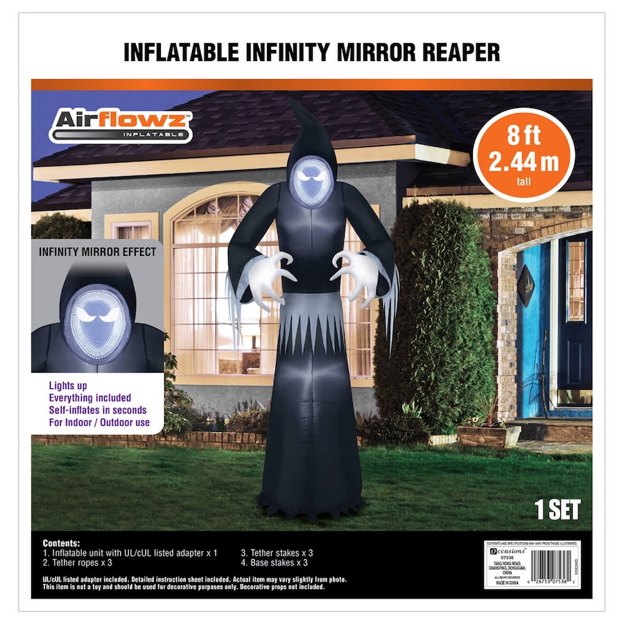 Image 737756_ALTMORE1.jpg, Product 737-756 / Price $139.99, Occasions Halloween 8' Inflatable Infinity Mirror Reaper, Black and Grey from Occasions on TSC.ca's Home & Garden department