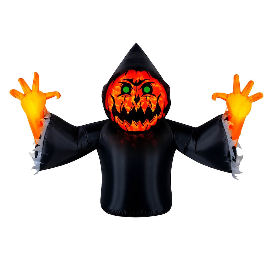 Image 737757.jpg, Product 737-757 / Price $84.99, Occasions Halloween 7' Inflatable Pumpkin Reaper with Swirling Lights from Occasions on TSC.ca's Home & Garden department