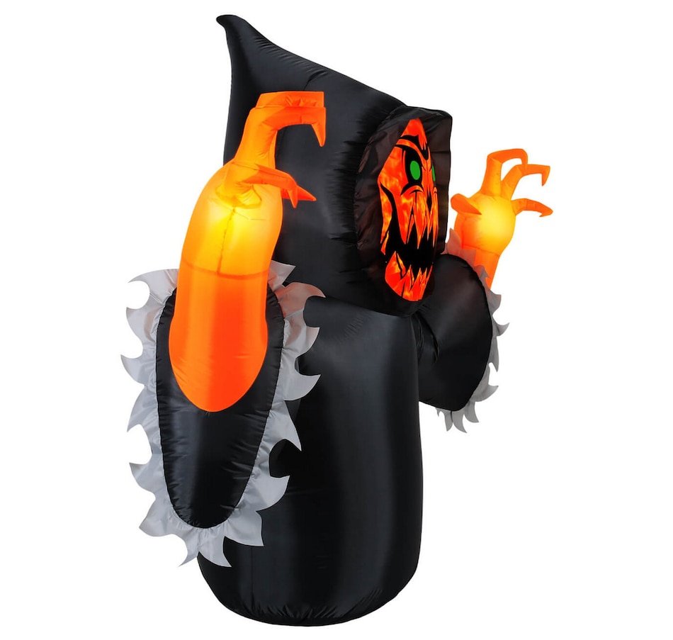Image 737757_ALTMORE4.jpg, Product 737-757 / Price $84.99, Occasions Halloween 7' Inflatable Pumpkin Reaper with Swirling Lights from Occasions on TSC.ca's Home & Garden department