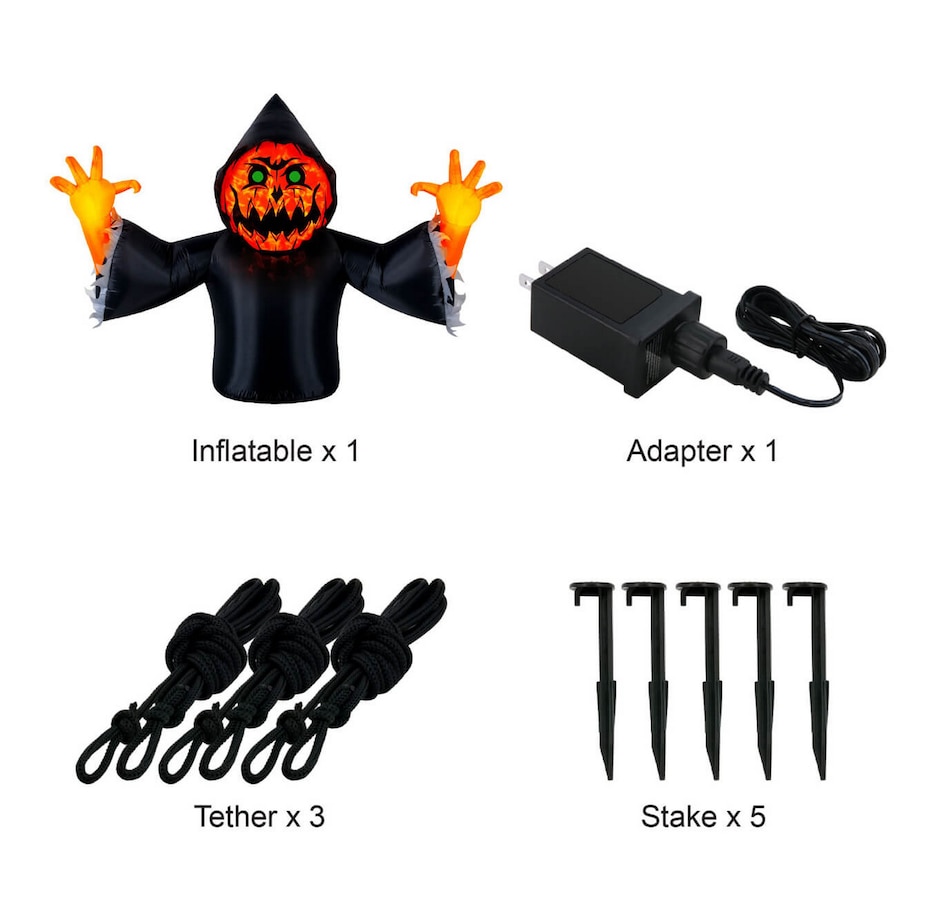 Image 737757_ALTMORE6.jpg, Product 737-757 / Price $84.99, Occasions Halloween 7' Inflatable Pumpkin Reaper with Swirling Lights from Occasions on TSC.ca's Home & Garden department