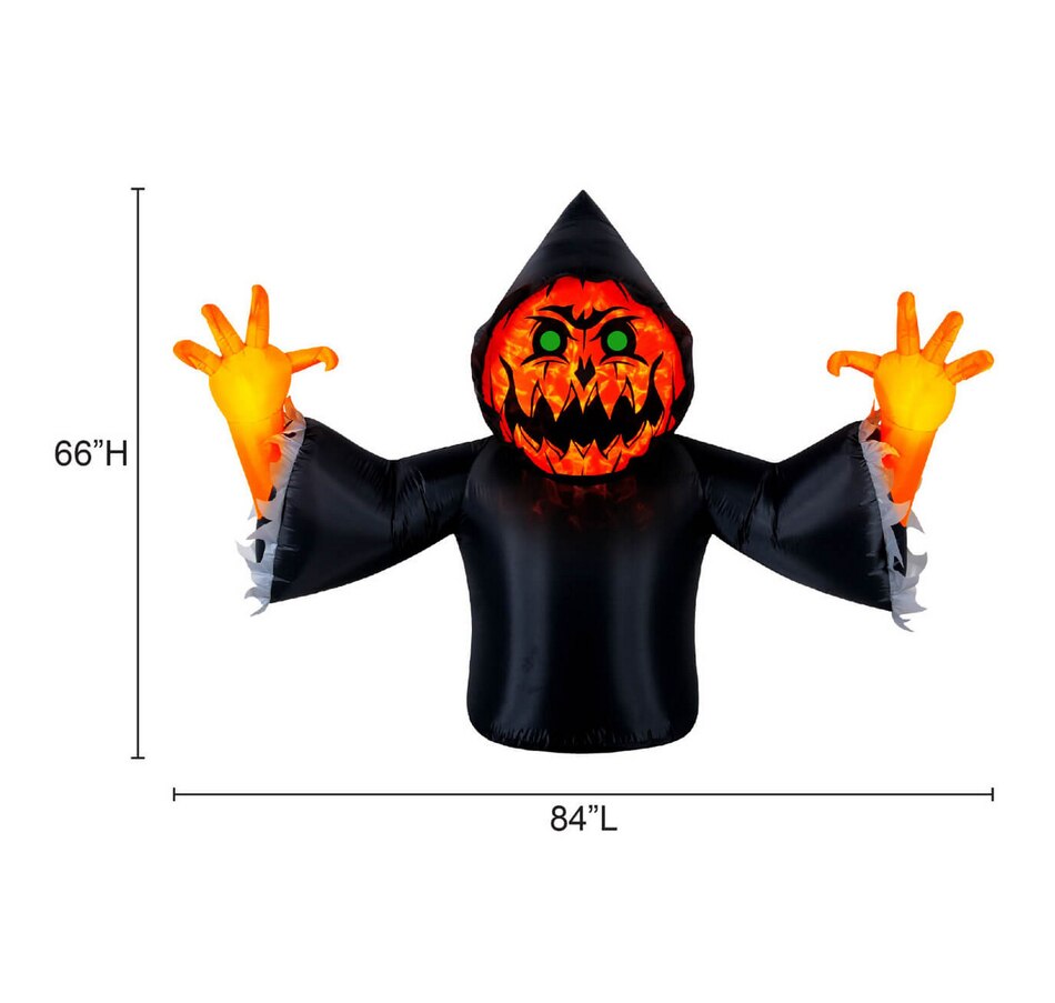 Image 737757_ALTMORE7.jpg, Product 737-757 / Price $84.99, Occasions Halloween 7' Inflatable Pumpkin Reaper with Swirling Lights from Occasions on TSC.ca's Home & Garden department