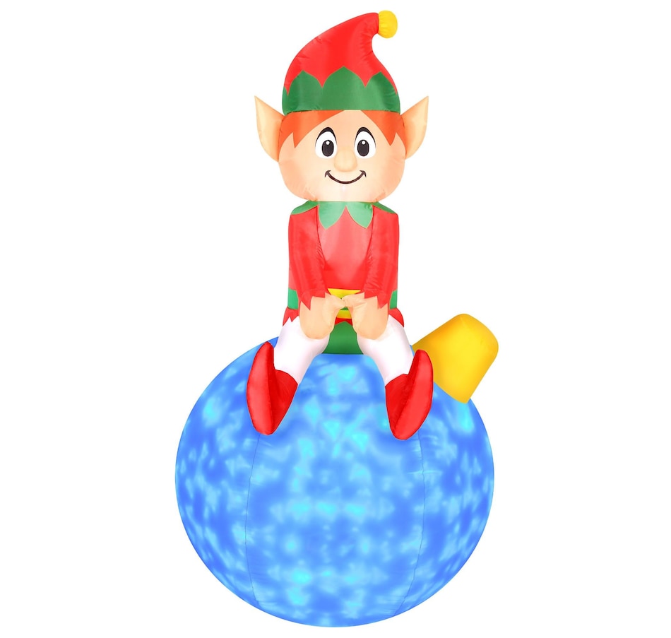 Image 737768_ALTMORE4.jpg, Product 737-768 / Price $51.99, Occasions Christmas 5' Inflatable Elf on Ornament with LED Lights from Occasions on TSC.ca's Home & Garden department
