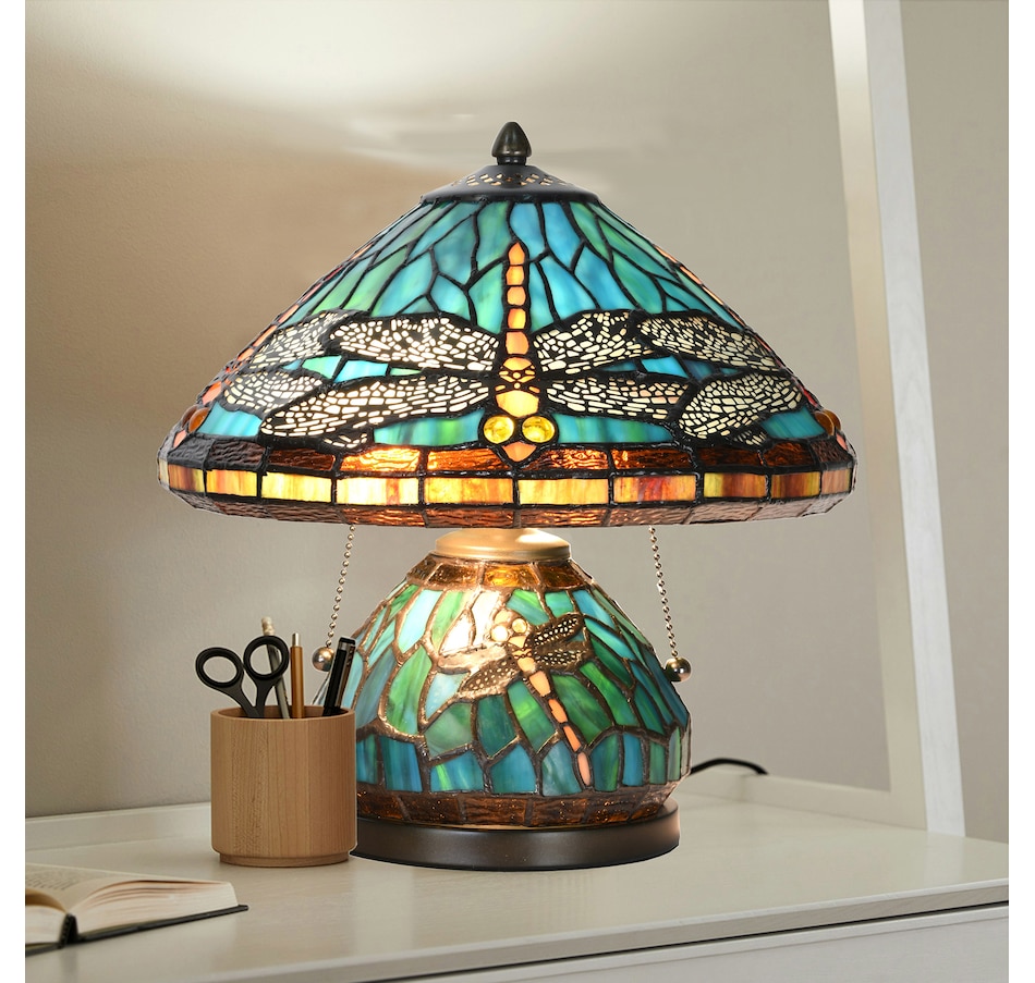 Image 737866_ALTMORE3.jpg, Product 737-866 / Price $429.99, Fine Art Lighting Stained Glass Dragonfly Table Lamp with A Lit Base from Tiffany Style Lighting on TSC.ca's Home & Garden department