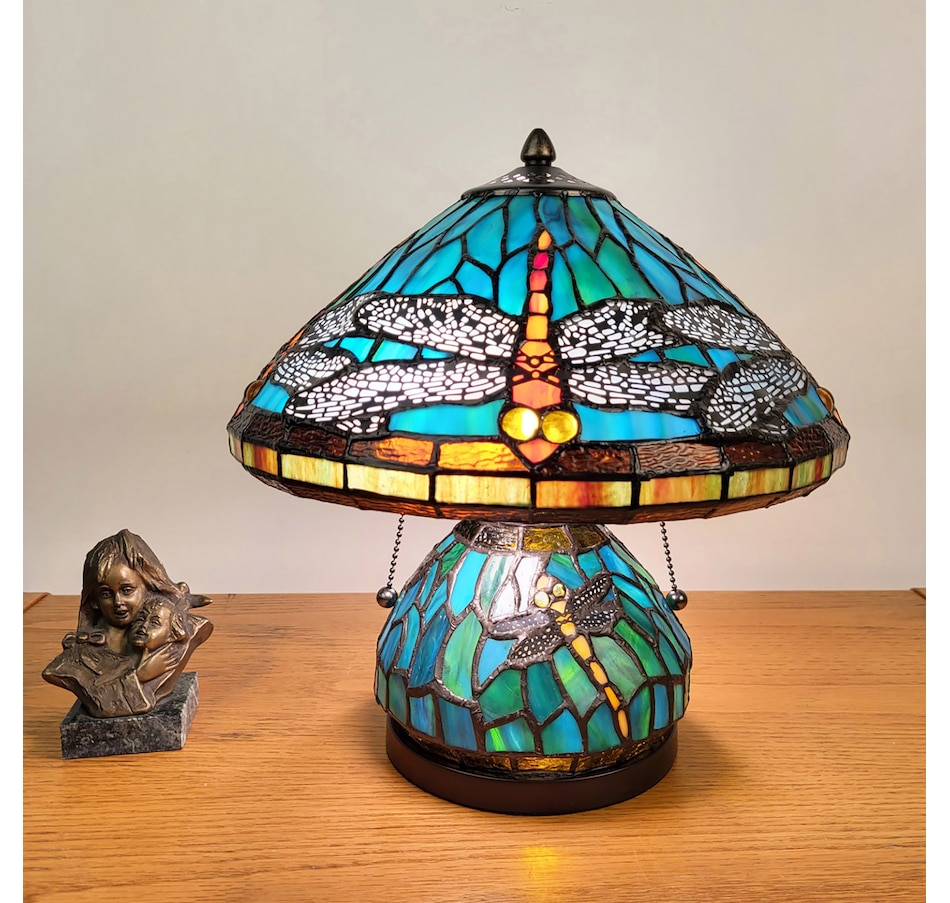 Image 737866_ALTMORE4.jpg, Product 737-866 / Price $429.99, Fine Art Lighting Stained Glass Dragonfly Table Lamp with A Lit Base from Tiffany Style Lighting on TSC.ca's Home & Garden department