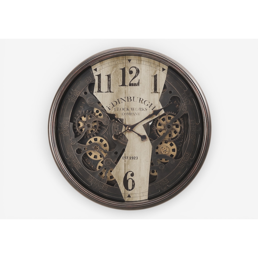 Image 738112.jpg, Product 738-112 / Price $149.99, Monarch Specialties Wall Clock (30" diameter, gear mechanism, brown) from Monarch Specialties on TSC.ca's Home & Garden department