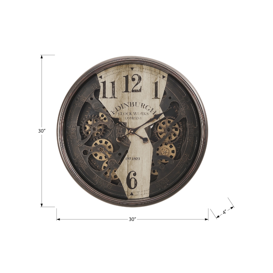 Image 738112_ALTMORE3.jpg, Product 738-112 / Price $149.99, Monarch Specialties Wall Clock (30" diameter, gear mechanism, brown) from Monarch Specialties on TSC.ca's Home & Garden department
