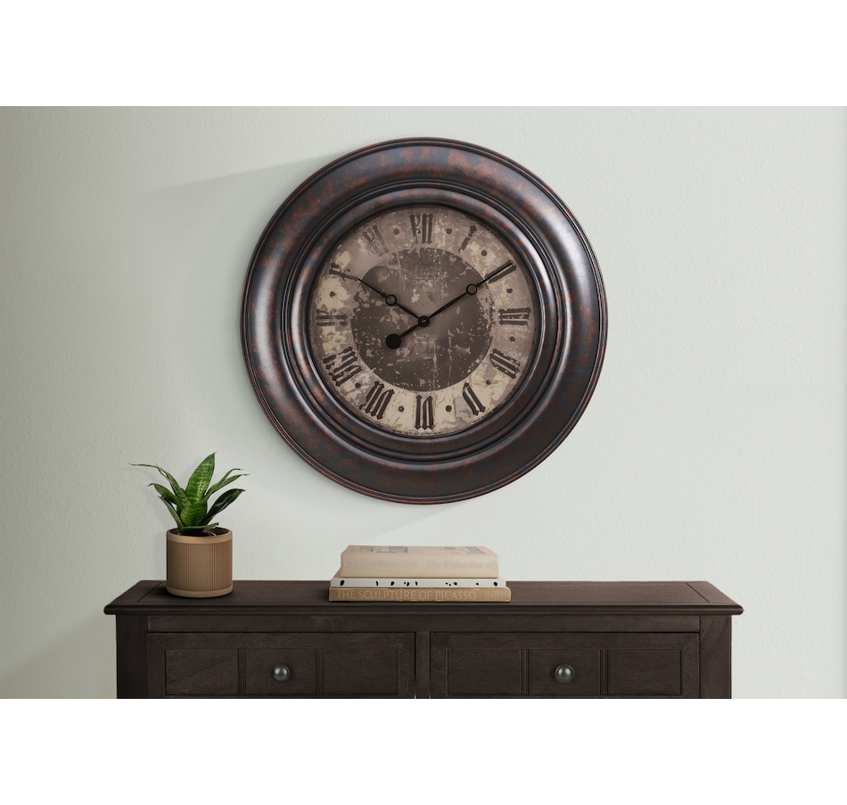 Image 738116_ALTMORE2.jpg, Product 738-116 / Price $84.99, Monarch Specialties Wall Clock (30" diameter, rustic brown) from Monarch Specialties on TSC.ca's Home & Garden department