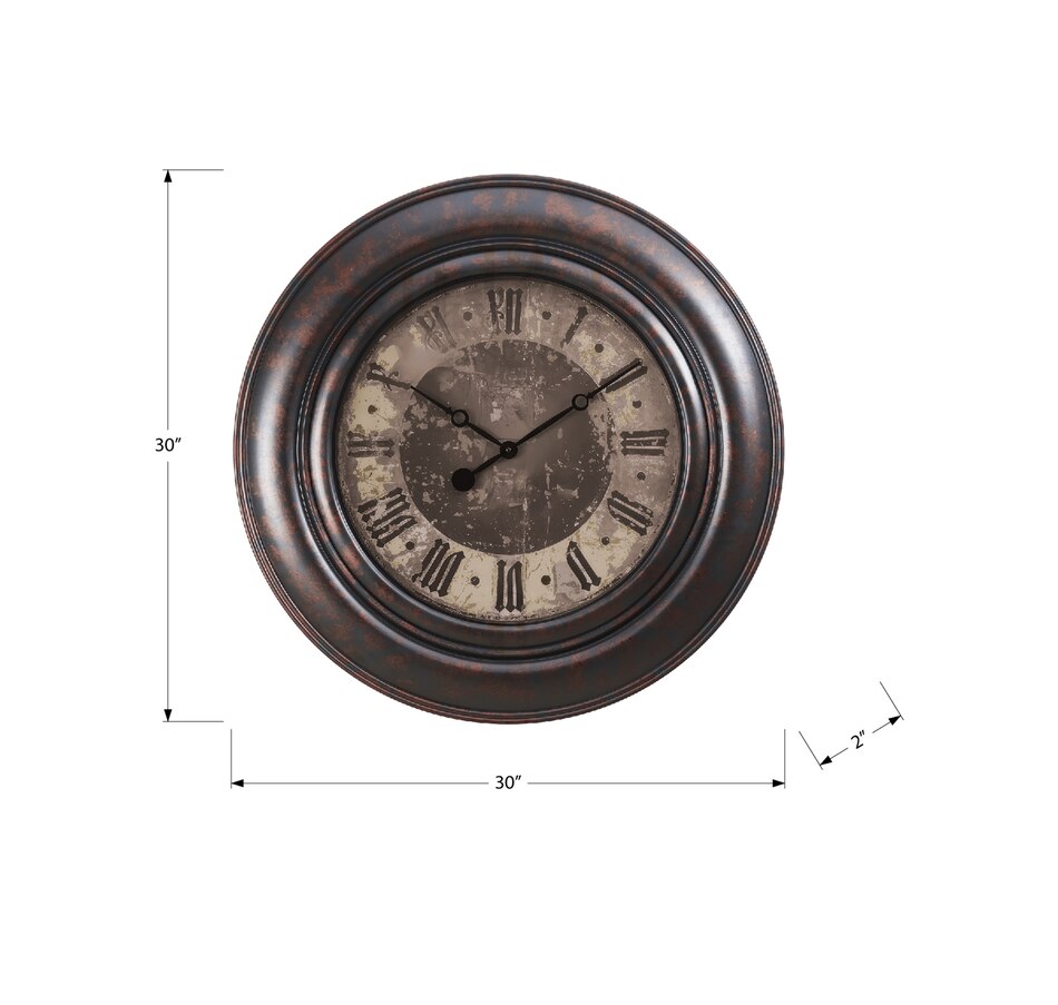 Image 738116_ALTMORE3.jpg, Product 738-116 / Price $84.99, Monarch Specialties Wall Clock (30" diameter, rustic brown) from Monarch Specialties on TSC.ca's Home & Garden department