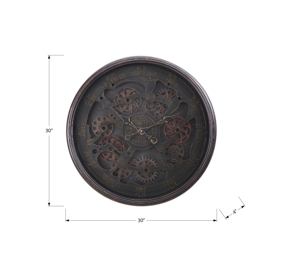 Image 738118_ALTMORE3.jpg, Product 738-118 / Price $149.99, Monarch Specialties Wall Clock (30" diameter, gear mechanism, black) from Monarch Specialties on TSC.ca's Home & Garden department