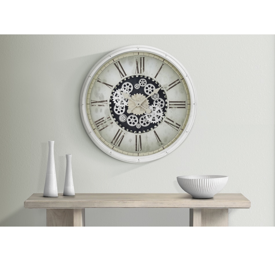 Image 738122_ALTMORE2.jpg, Product 738-122 / Price $124.99, Monarch Specialties Wall Clock (30" diameter, gear mechanism, white) from Monarch Specialties on TSC.ca's Home & Garden department
