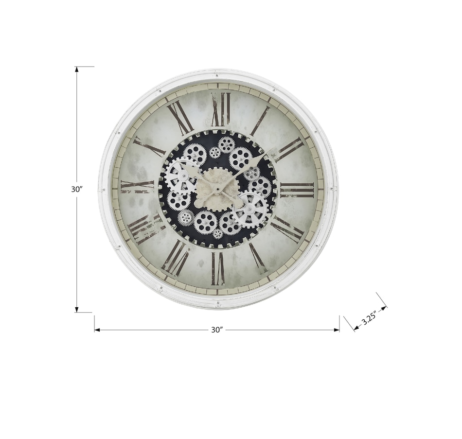 Image 738122_ALTMORE3.jpg, Product 738-122 / Price $124.99, Monarch Specialties Wall Clock (30" diameter, gear mechanism, white) from Monarch Specialties on TSC.ca's Home & Garden department