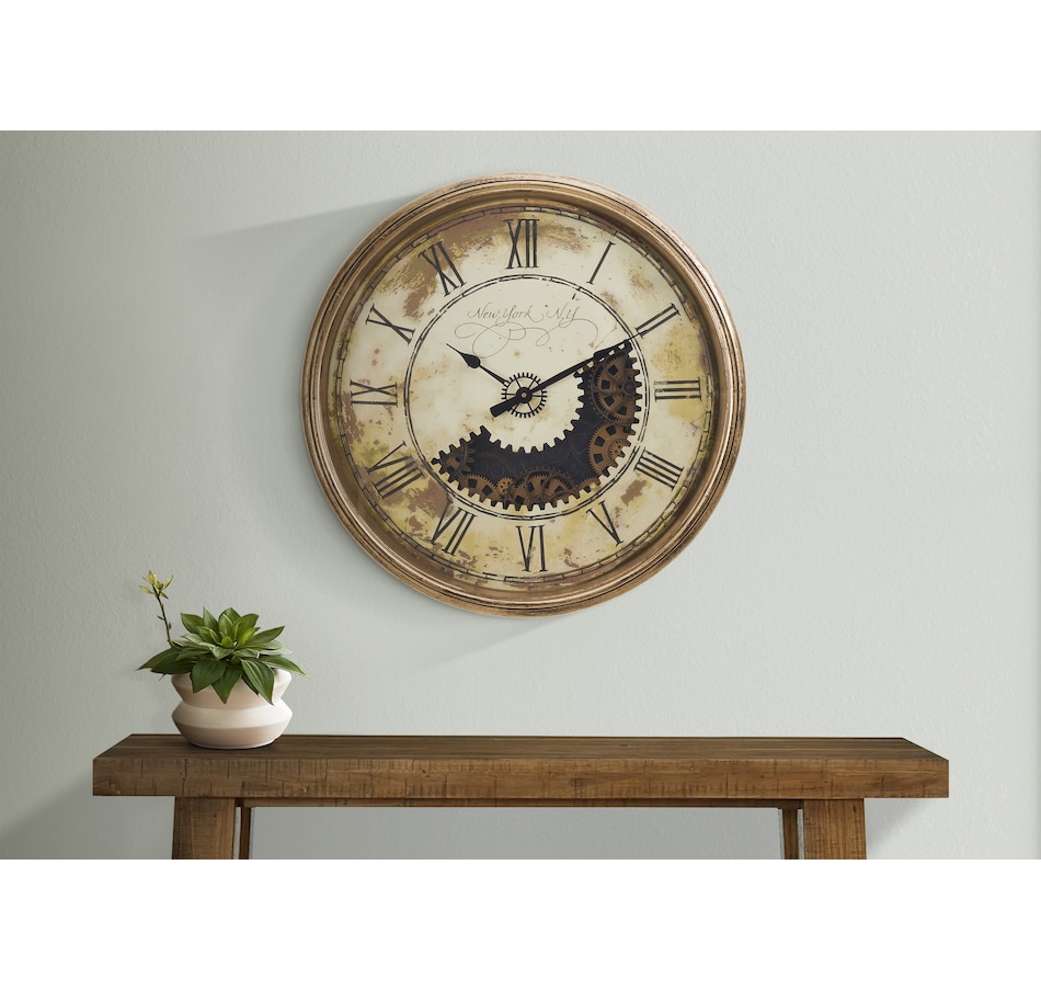 Image 738123_ALTMORE2.jpg, Product 738-123 / Price $149.99, Monarch Specialties Wall Clock (30" diameter, gear mechanism, brown) from Monarch Specialties on TSC.ca's Home & Garden department