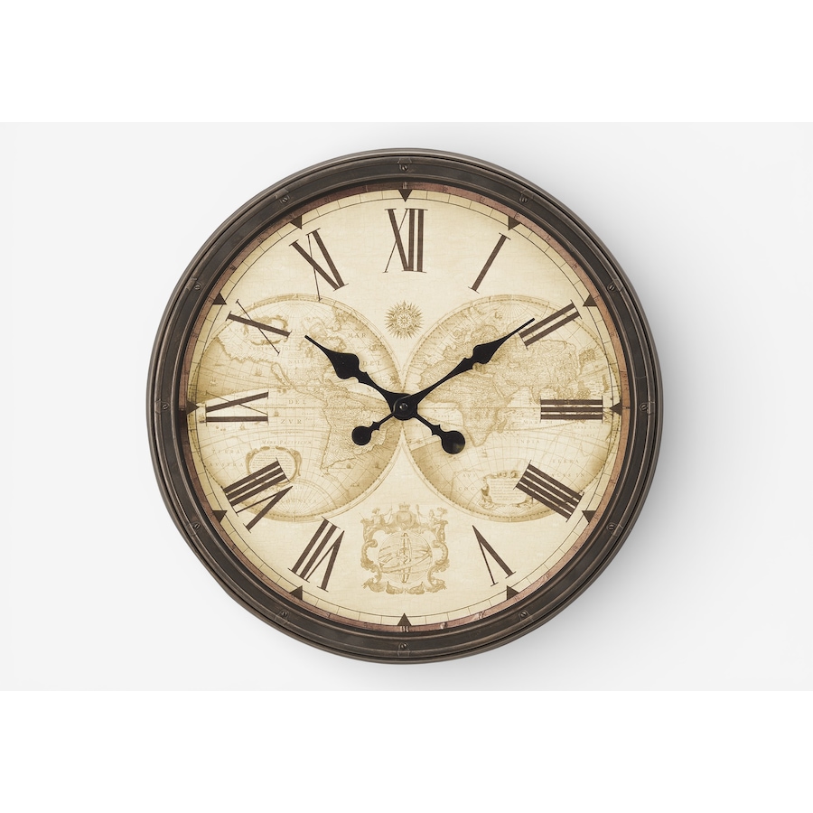 Image 738132.jpg, Product 738-132 / Price $39.99, Monarch Specialties Wall Clock (20" diameter, antique brown with Old World maps) from Monarch Specialties on TSC.ca's Home & Garden department