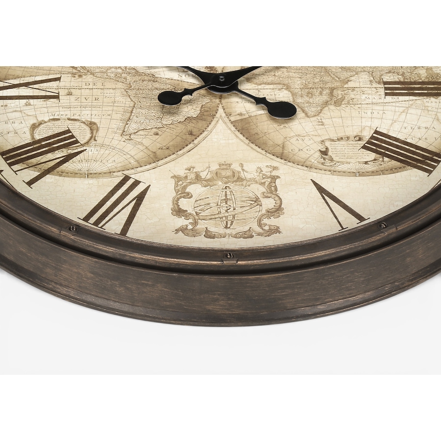 Image 738132_ALTMORE1.jpg, Product 738-132 / Price $39.99, Monarch Specialties Wall Clock (20" diameter, antique brown with Old World maps) from Monarch Specialties on TSC.ca's Home & Garden department