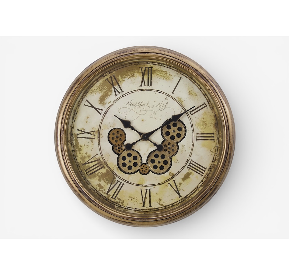 Image 738255.jpg, Product 738-255 / Price $84.99, Monarch Specialities Wall Clock (23" diameter, gear mechanism, brown) from Monarch Specialties on TSC.ca's Home & Garden department