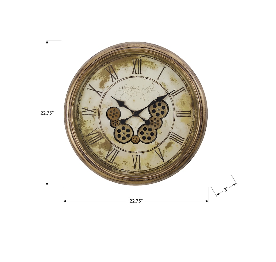 Image 738255_ALTMORE3.jpg, Product 738-255 / Price $84.99, Monarch Specialities Wall Clock (23" diameter, gear mechanism, brown) from Monarch Specialties on TSC.ca's Home & Garden department