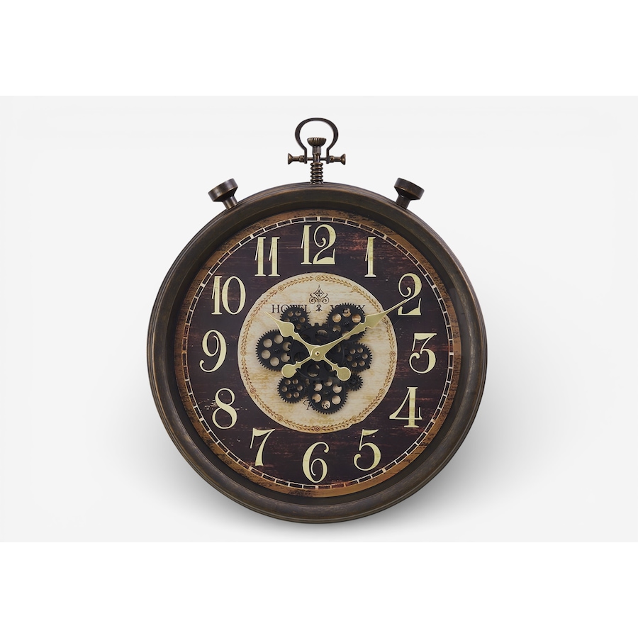 Image 738258.jpg, Product 738-258 / Price $99.99, Monarch Specialities Wall Clock (24" diameter, gear mechanism, brown) from Monarch Specialties on TSC.ca's Home & Garden department