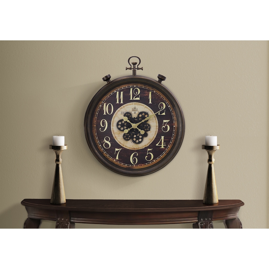 Image 738258_ALTMORE2.jpg, Product 738-258 / Price $99.99, Monarch Specialities Wall Clock (24" diameter, gear mechanism, brown) from Monarch Specialties on TSC.ca's Home & Garden department