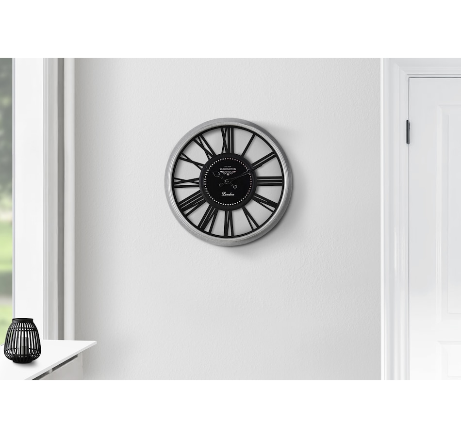 Image 738266_ALTMORE2.jpg, Product 738-266 / Price $29.99, Monarch Specialities Wall Clock (16" diameter, black/silver) from Monarch Specialties on TSC.ca's Home & Garden department