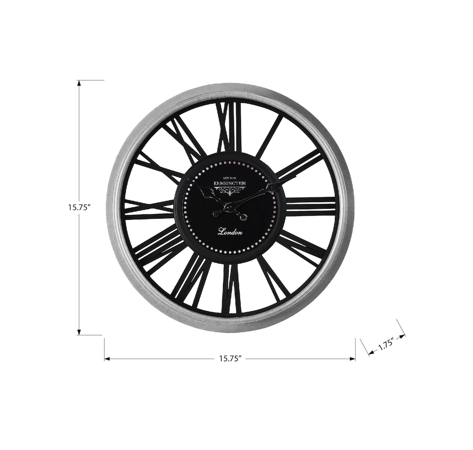 Image 738266_ALTMORE3.jpg, Product 738-266 / Price $29.99, Monarch Specialities Wall Clock (16" diameter, black/silver) from Monarch Specialties on TSC.ca's Home & Garden department