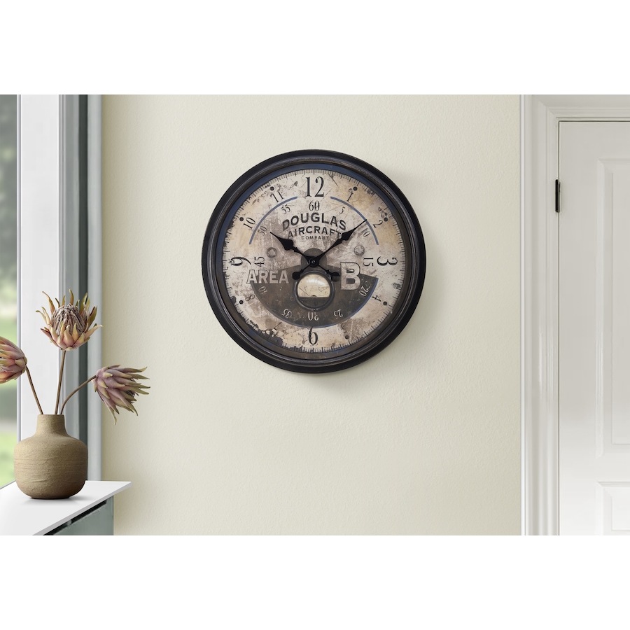 Image 738280_ALTMORE2.jpg, Product 738-280 / Price $39.99, Monarch Specialties Wall Clock (20" diameter, antique brown with aviator print) from Monarch Specialties on TSC.ca's Home & Garden department