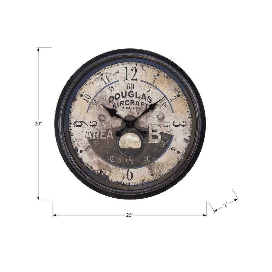 Image 738280_ALTMORE3.jpg, Product 738-280 / Price $39.99, Monarch Specialties Wall Clock (20" diameter, antique brown with aviator print) from Monarch Specialties on TSC.ca's Home & Garden department