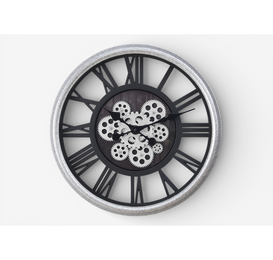 Image 738283.jpg, Product 738-283 / Price $89.99, Monarch Specialties Wall Clock (20" diameter, gear mechanism, black/silver) from Monarch Specialties on TSC.ca's Home & Garden department