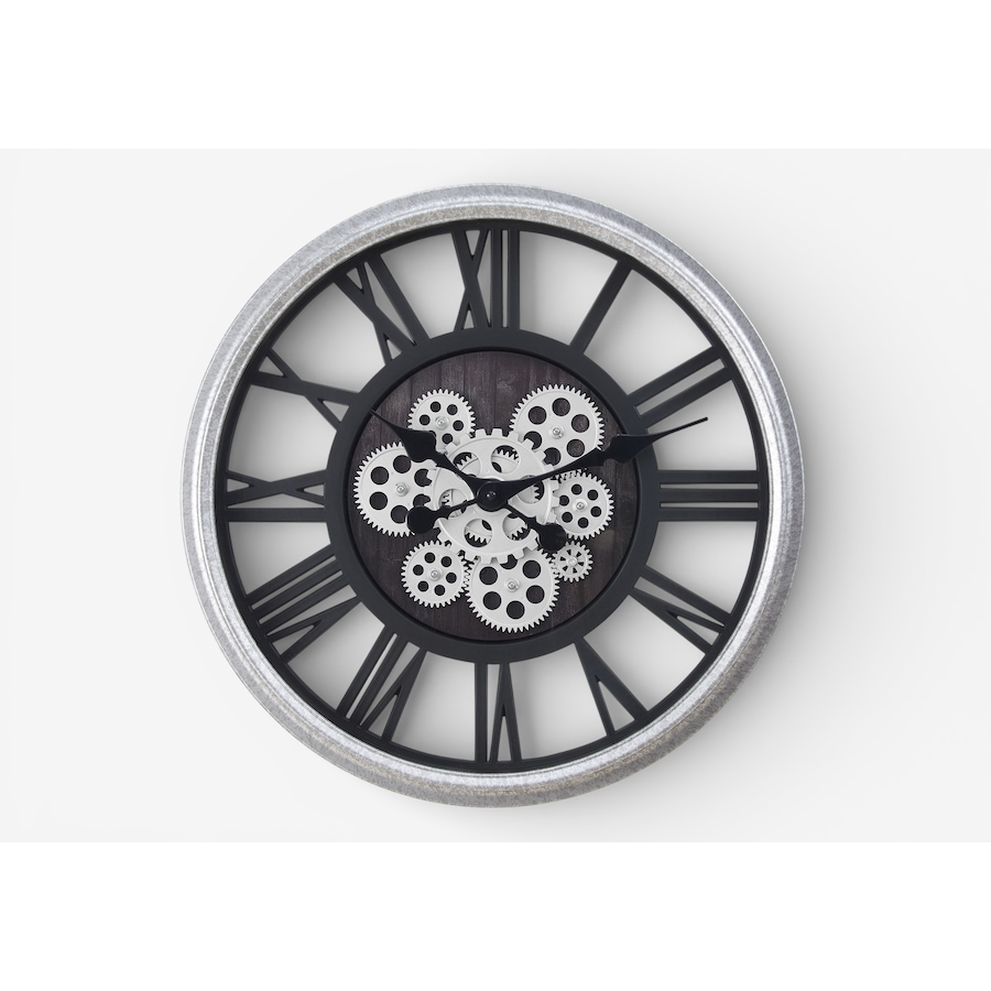 Image 738283.jpg, Product 738-283 / Price $89.99, Monarch Specialties Wall Clock (20" diameter, gear mechanism, black/silver) from Monarch Specialties on TSC.ca's Home & Garden department