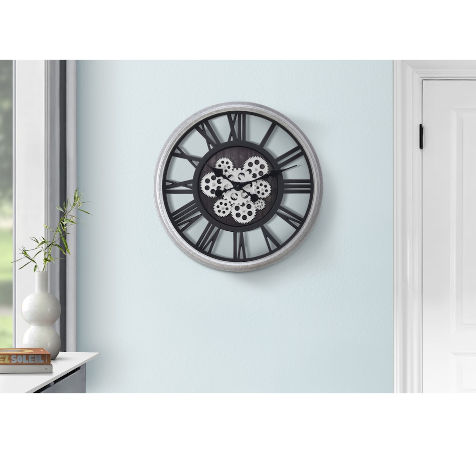 Image 738283_ALTMORE1.jpg, Product 738-283 / Price $89.99, Monarch Specialties Wall Clock (20" diameter, gear mechanism, black/silver) from Monarch Specialties on TSC.ca's Home & Garden department