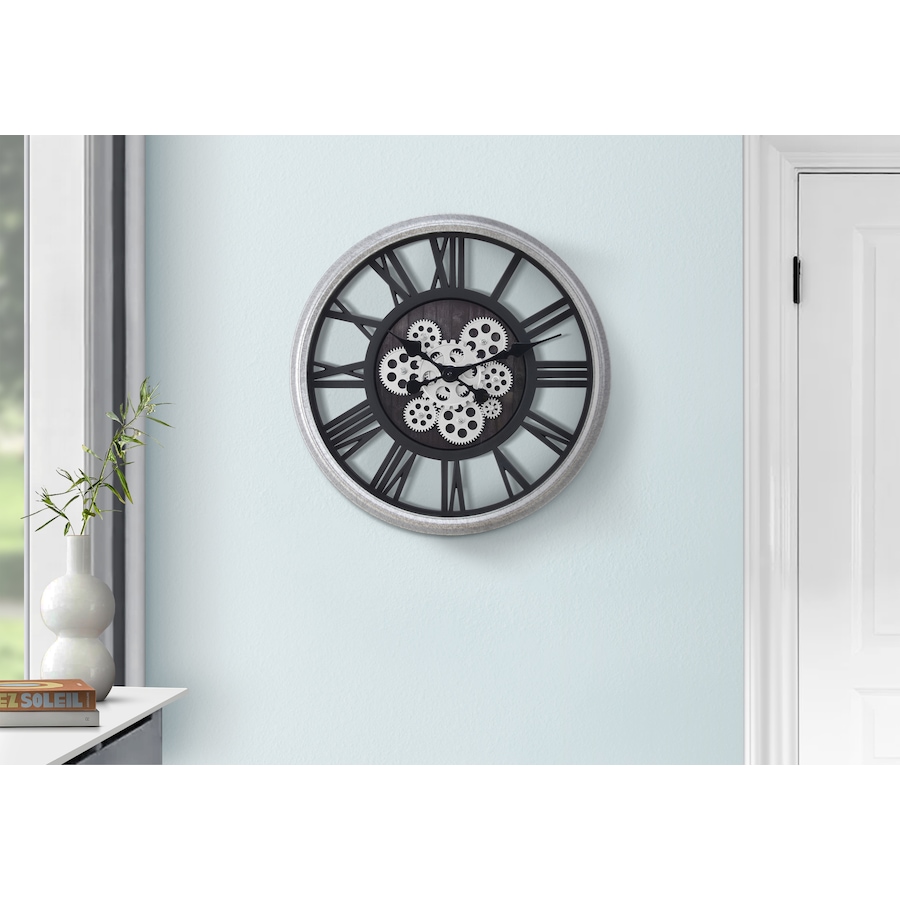Image 738283_ALTMORE1.jpg, Product 738-283 / Price $89.99, Monarch Specialties Wall Clock (20" diameter, gear mechanism, black/silver) from Monarch Specialties on TSC.ca's Home & Garden department