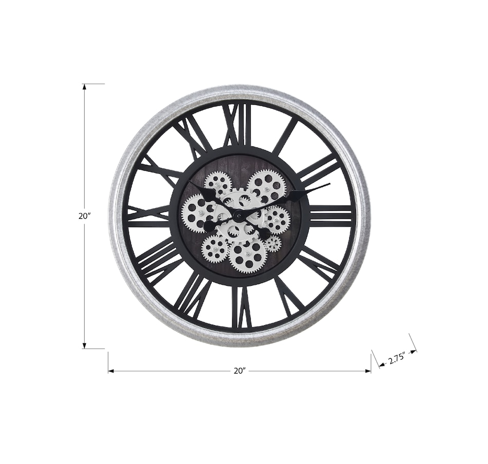 Image 738283_ALTMORE2.jpg, Product 738-283 / Price $89.99, Monarch Specialties Wall Clock (20" diameter, gear mechanism, black/silver) from Monarch Specialties on TSC.ca's Home & Garden department